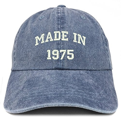 Trendy Apparel Shop Made in 1975 Text Embroidered 46th Birthday Washed Cap