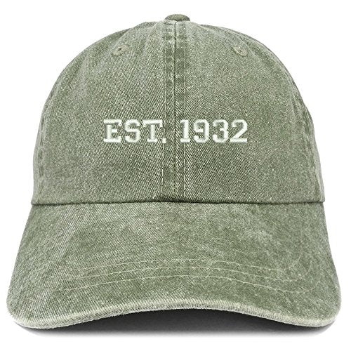 Trendy Apparel Shop EST 1932 Embroidered - 89th Birthday Gift Pigment Dyed Washed Cap