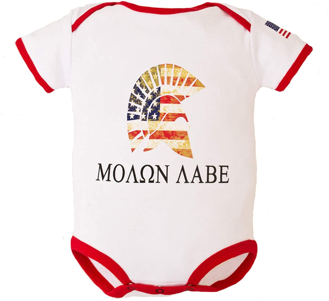Trendy Apparel Shop Molon Labe Future Warrior Infant Bodysuit Onesie - White - 0-3 Months