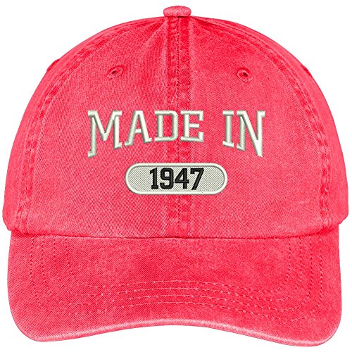 Trendy Apparel Shop 72nd Birthday - Made in 1947 Embroidered Low Profile Washed Cotton Baseball Cap