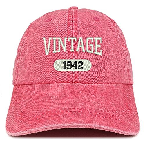 Trendy Apparel Shop Vintage 1942 Embroidered 79th Birthday Soft Crown Washed Cotton Cap