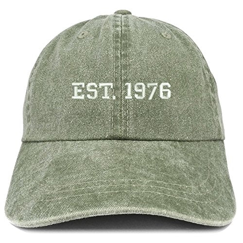 Trendy Apparel Shop EST 1976 Embroidered - 45th Birthday Gift Pigment Dyed Washed Cap