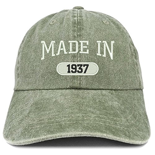 Trendy Apparel Shop Made in 1937 Embroidered 84th Birthday Washed Baseball Cap