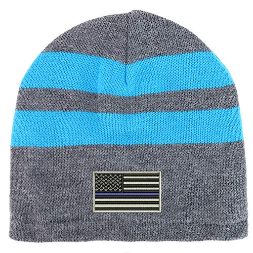 Trendy Apparel Shop USA TBL Flag Fleece Lined Striped Short Beanie