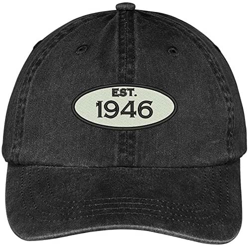 Trendy Apparel Shop Established 1946 Embroidered 73rd Birthday Gift Washed Cotton Cap