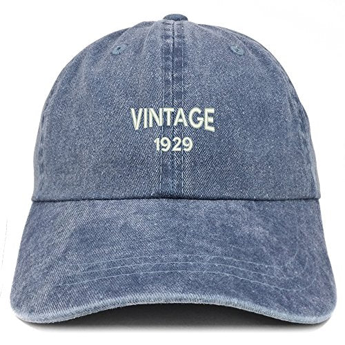 Trendy Apparel Shop Small Vintage 1929 Embroidered 92nd Birthday Washed Pigment Dyed Cap