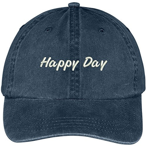 Trendy Apparel Shop Happy Day Embroidered Washed Cotton Adjustable Cap
