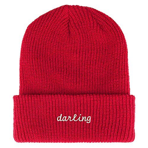 Trendy Apparel Shop Darling Embroidered Ribbed Cuffed Knit Beanie