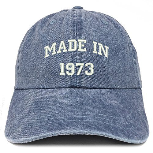 Trendy Apparel Shop Made in 1973 Text Embroidered 48th Birthday Washed Cap