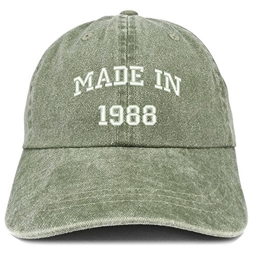 Trendy Apparel Shop Made in 1988 Text Embroidered 33rd Birthday Washed Cap