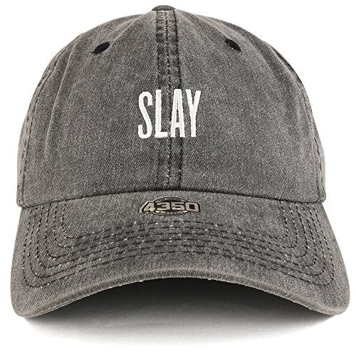 Trendy Apparel Shop Slay Embroidered Pigment Dyed Washed Unstructured Baseball Cap