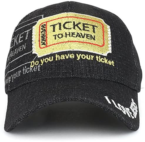 Trendy Apparel Shop Ticket to Heaven Jesus Embroidered Christian Theme Baseball Cap