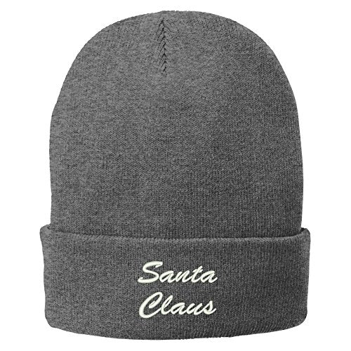 Trendy Apparel Shop Santa Claus Embroidered Winter Folded Long Beanie