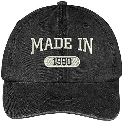 Trendy Apparel Shop 39th Birthday - Made in 1980 Embroidered Low Profile Washed Cotton Baseball Cap