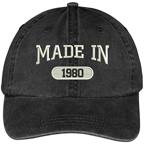 Trendy Apparel Shop 39th Birthday - Made in 1980 Embroidered Low Profile Washed Cotton Baseball Cap