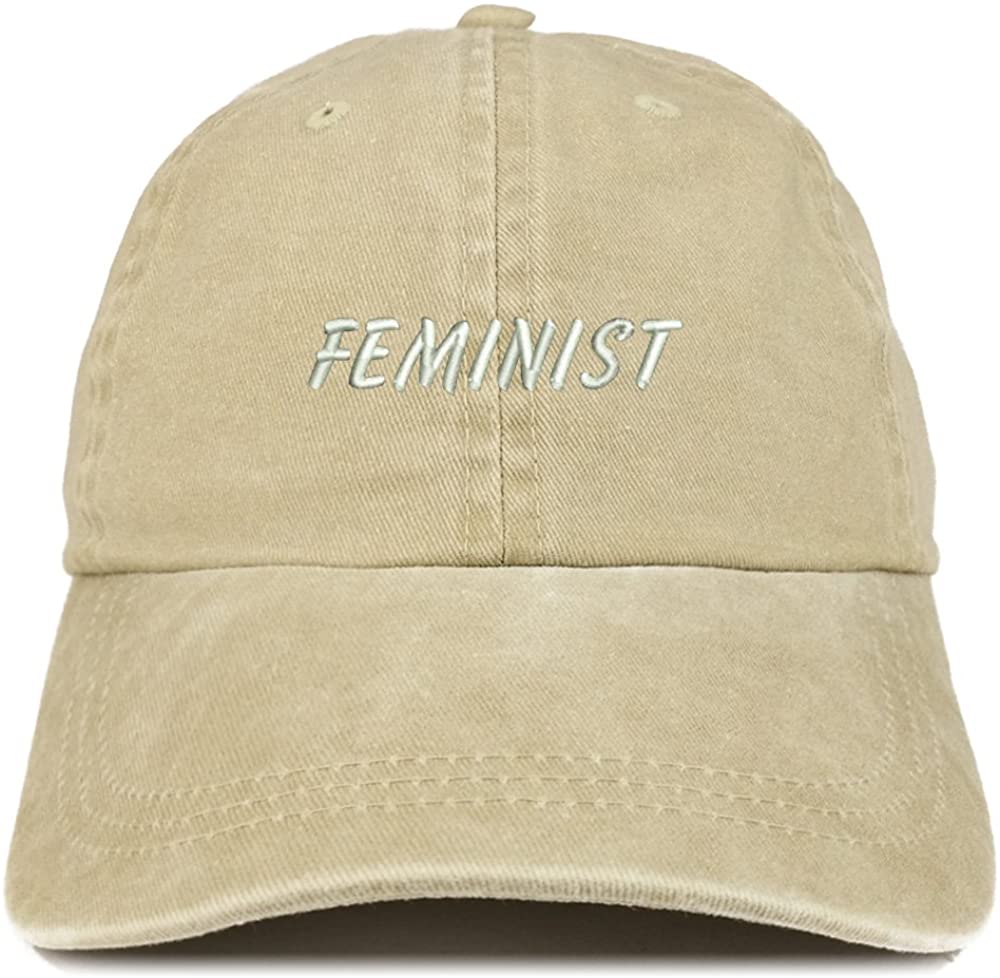Trendy Apparel Shop Feminist Embroidered Washed Cotton Adjustable Cap - Black