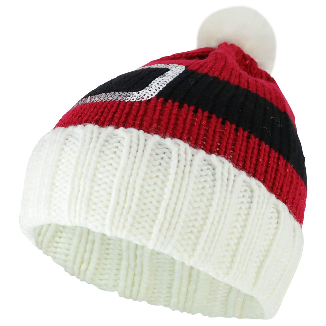 Trendy Apparel Shop Christmas Themed Funny Ugly Holiday Pom Knit Beanie Hats - Santas Belt