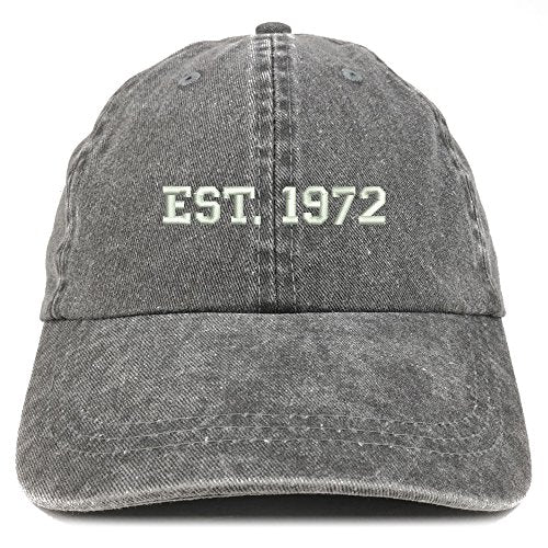 Trendy Apparel Shop EST 1972 Embroidered - 49th Birthday Gift Pigment Dyed Washed Cap