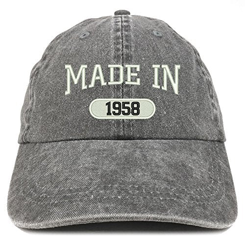 Trendy Apparel Shop Made in 1958 Embroidered 63rd Birthday Washed Baseball Cap