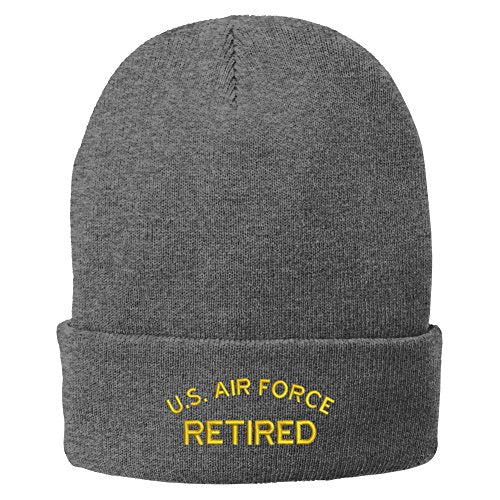 Trendy Apparel Shop US Air Force Retired Embroidered Winter Cuff Long Beanie