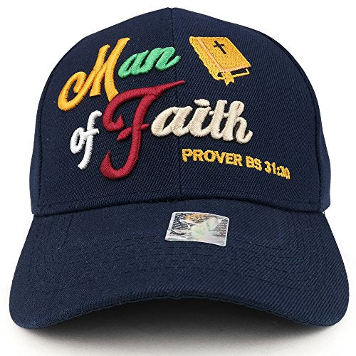 Trendy Apparel Shop Man of Faith 3D Proverbs 31:30 Embroidered Christian Theme Baseball Cap