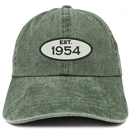 Trendy Apparel Shop Established 1954 Embroidered 67th Birthday Gift Pigment Dyed Washed Cotton Cap
