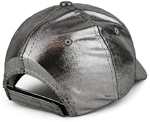 Trendy Apparel Shop Plain Glitter Metallic Structured PU Adjustable Baseball Cap