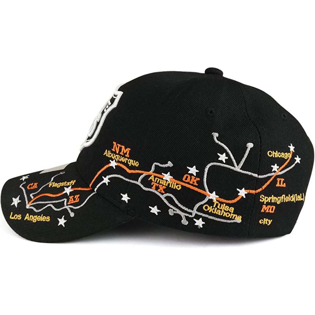 Trendy Apparel Shop Route 66 Map City Names Embroidered Structured Baseball Cap