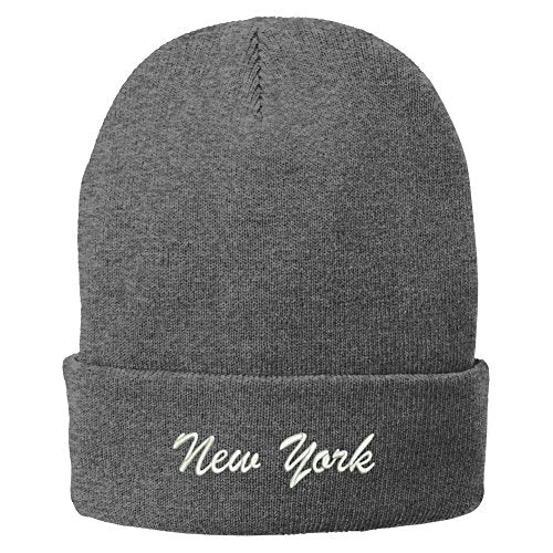 Trendy Apparel Shop New York Embroidered Winter Folded Long Beanie