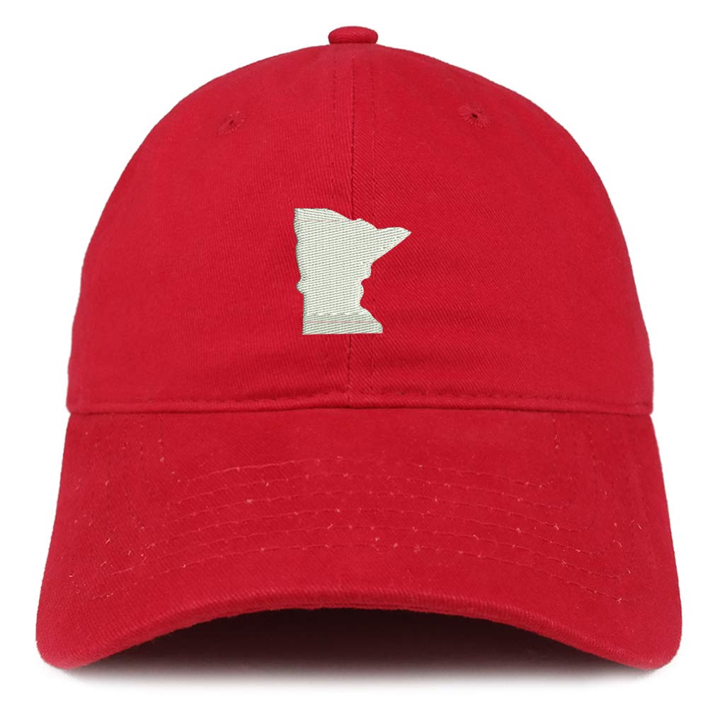 Trendy Apparel Shop Minnesota State Map Embroidered Low Profile Soft Cotton Brushed Baseball Cap