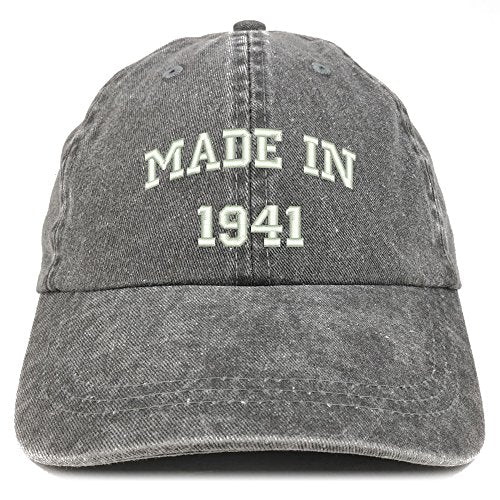 Trendy Apparel Shop Made in 1941 Text Embroidered 80th Birthday Washed Cap