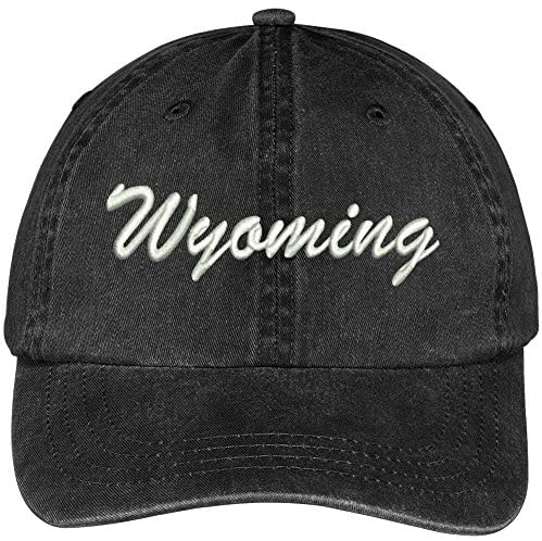 Trendy Apparel Shop Wyoming State Embroidered Low Profile Adjustable Cotton Cap