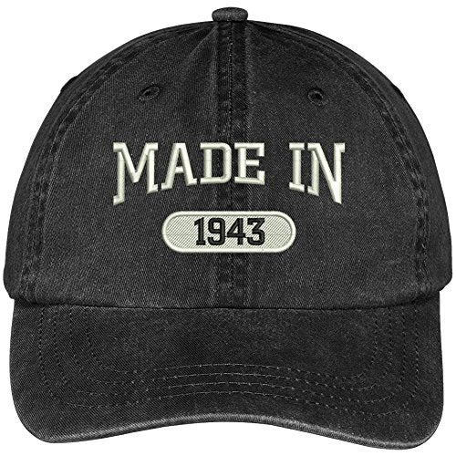Trendy Apparel Shop 76th Birthday - Made in 1943 Embroidered Low Profile Washed Cotton Baseball Cap