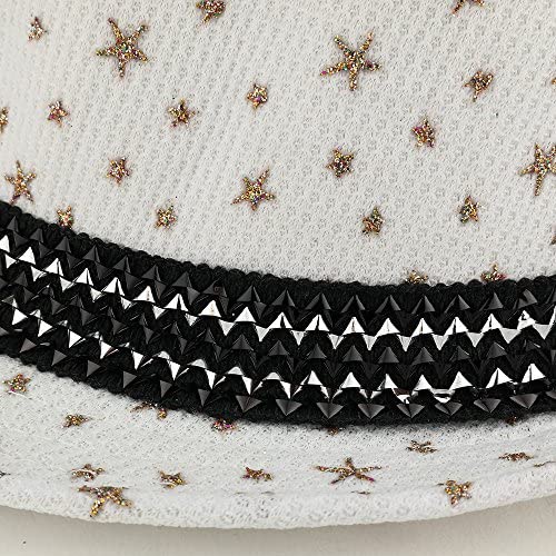 Trendy Apparel Shop Kid's Glitter Star Print Fedora Hat with Metallic Hat Band