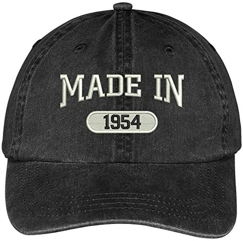 Trendy Apparel Shop 65th Birthday - Made in 1954 Embroidered Low Profile Washed Cotton Baseball Cap