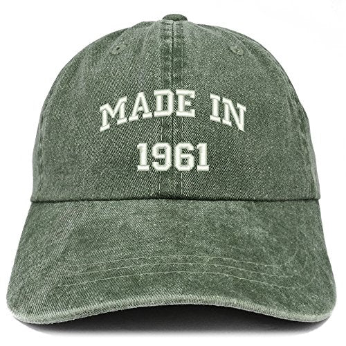 Trendy Apparel Shop Made in 1961 Text Embroidered 60th Birthday Washed Cap