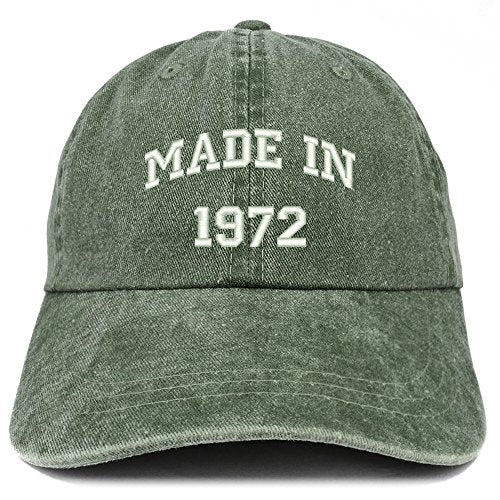 Trendy Apparel Shop Made in 1972 Text Embroidered 49th Birthday Washed Cap
