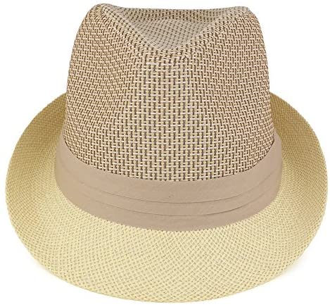 Trendy Apparel Shop Multi-Pattern Paper Straw Fedora Hat with Stylish Hat Band