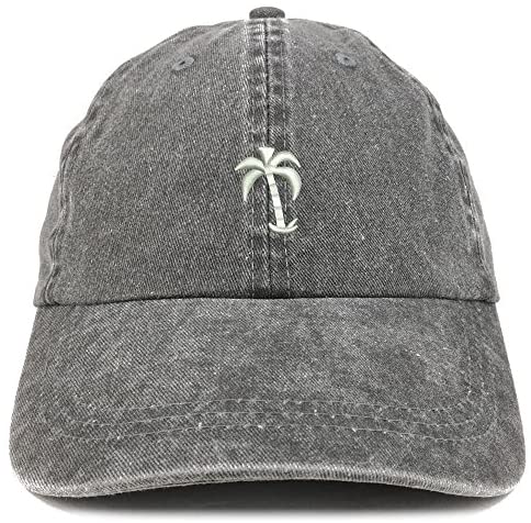 Trendy Apparel Shop Palm Tree Solid White Embroidered Washed Cotton Adjustable Cap