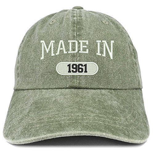 Trendy Apparel Shop Made in 1961 Embroidered 60th Birthday Washed Baseball Cap