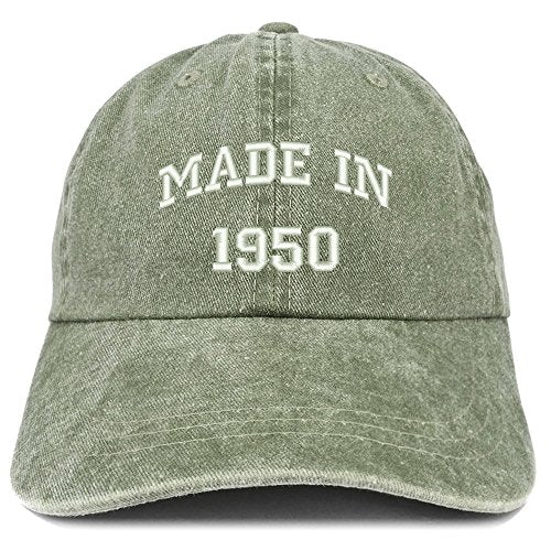 Trendy Apparel Shop Made in 1950 Text Embroidered 71st Birthday Washed Cap