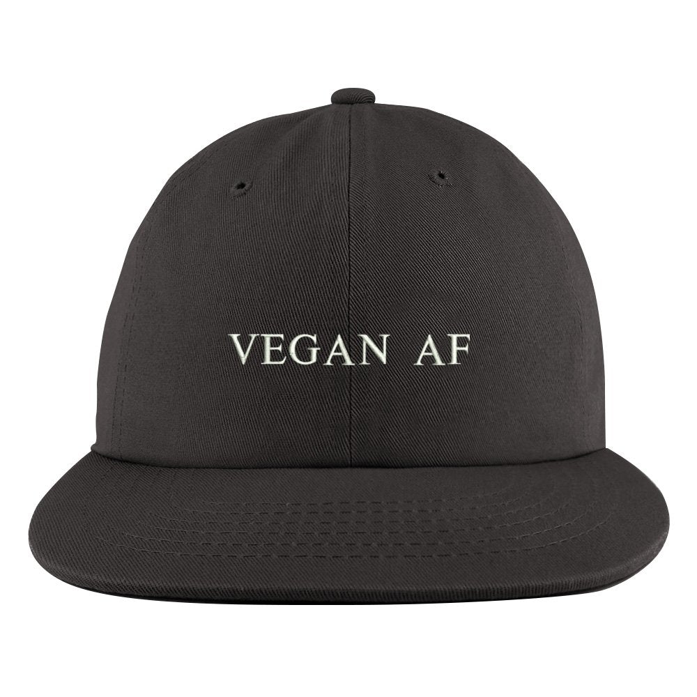 Trendy Apparel Shop Vegan AF Embroidered Unstructured Flatbill Adjustable Cap - Red