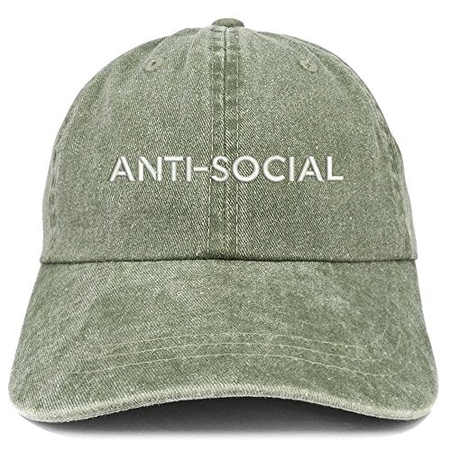 Trendy Apparel Shop Anti Social Embroidered Soft Crown Cotton Adjustable Cap