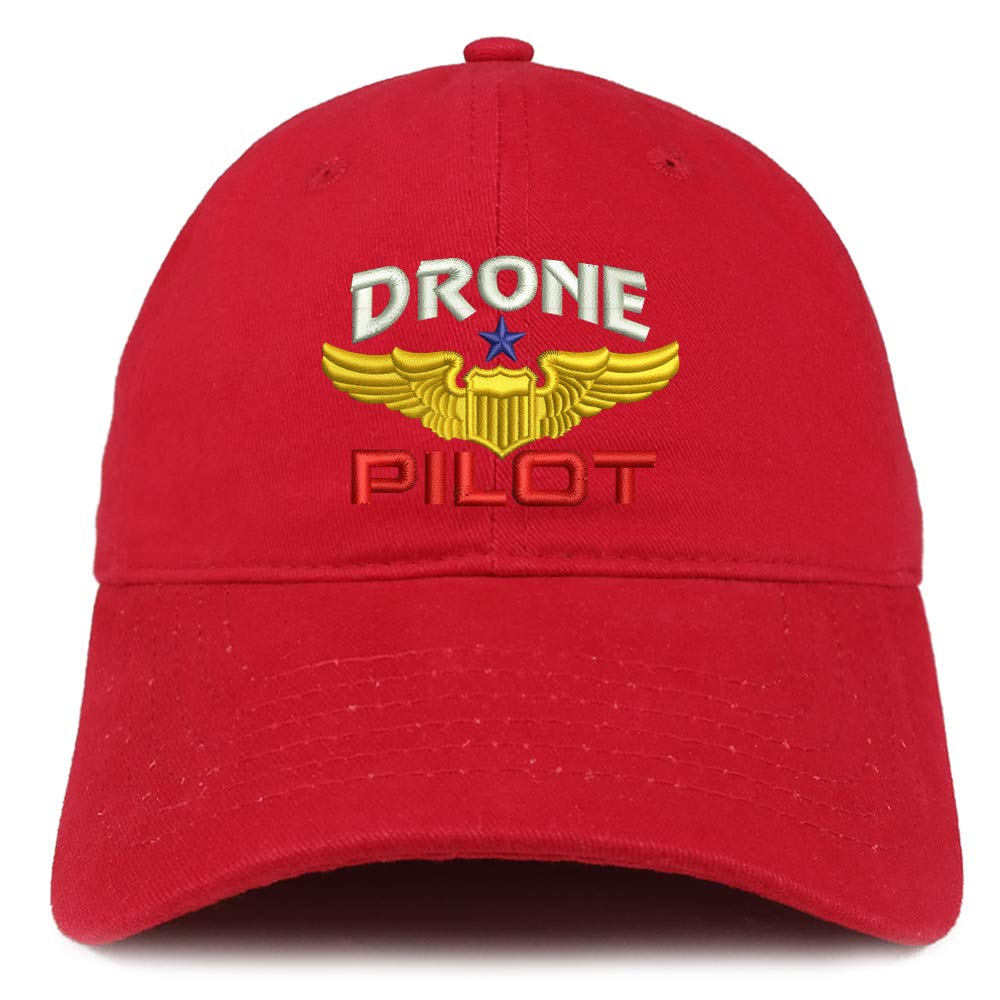 Trendy Apparel Shop Drone Pilot Aviation Wing Embroidered Soft Crown 100% Brushed Cotton Cap