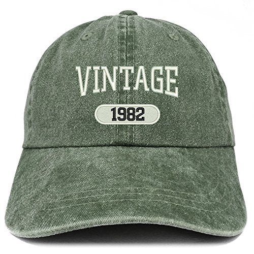 Trendy Apparel Shop Vintage 1982 Embroidered 39th Birthday Soft Crown Washed Cotton Cap