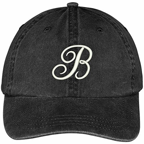 Trendy Apparel Shop Letter B Script Monogram Font Embroidered Washed Cotton Cap