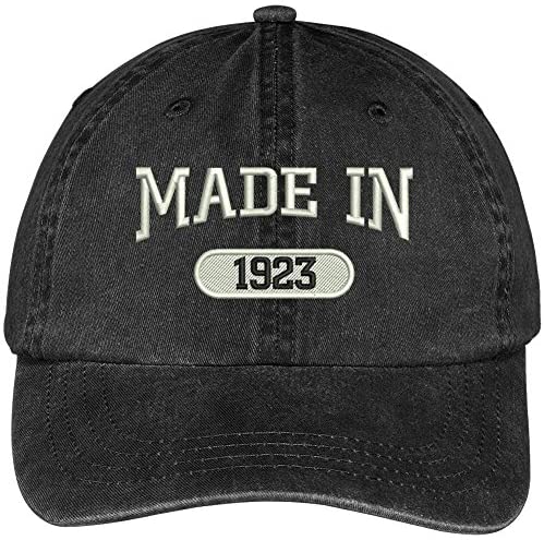 Trendy Apparel Shop 96th Birthday - Made in 1923 Embroidered Low Profile Washed Cotton Baseball Cap