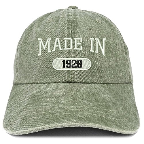 Trendy Apparel Shop Made in 1928 Embroidered 93rd Birthday Washed Baseball Cap