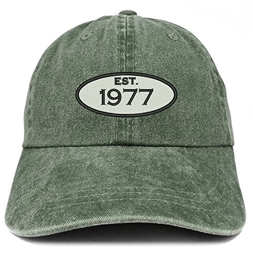 Trendy Apparel Shop Established 1977 Embroidered 44th Birthday Gift Pigment Dyed Washed Cotton Cap
