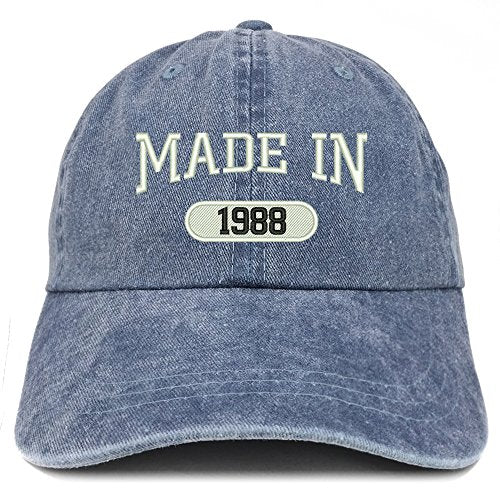 Trendy Apparel Shop Made in 1988 Embroidered 33rd Birthday Washed Baseball Cap